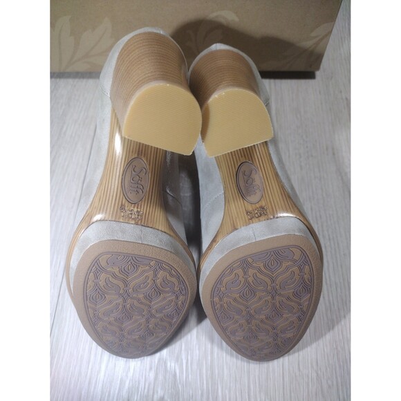 Sofft - Renita Mist Grey Suede Peep-toe Caged High Heel Wedge Sandal - 6.5 -NEW - Picture 7 of 10